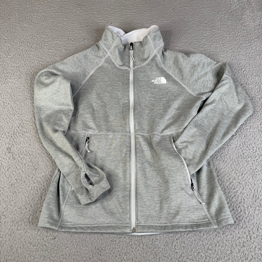 The North Face Jacket Womens M Gray Full Zip Fleece Agave Heather Thumb Holes